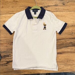 Polo by Ralph Lauren White Polo with Navy Collar & Sleeve Trim